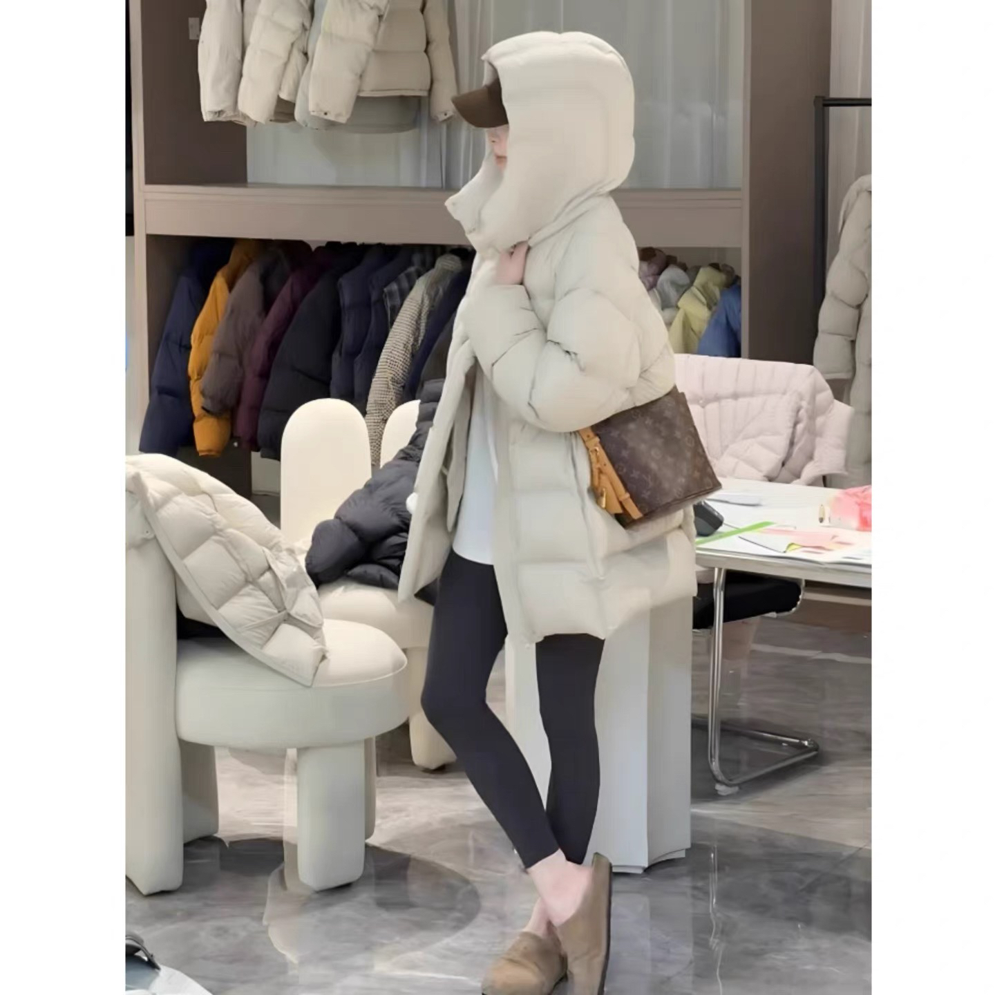 【琪衣格家】优选 大码云朵泡芙连帽中长款保暖外套