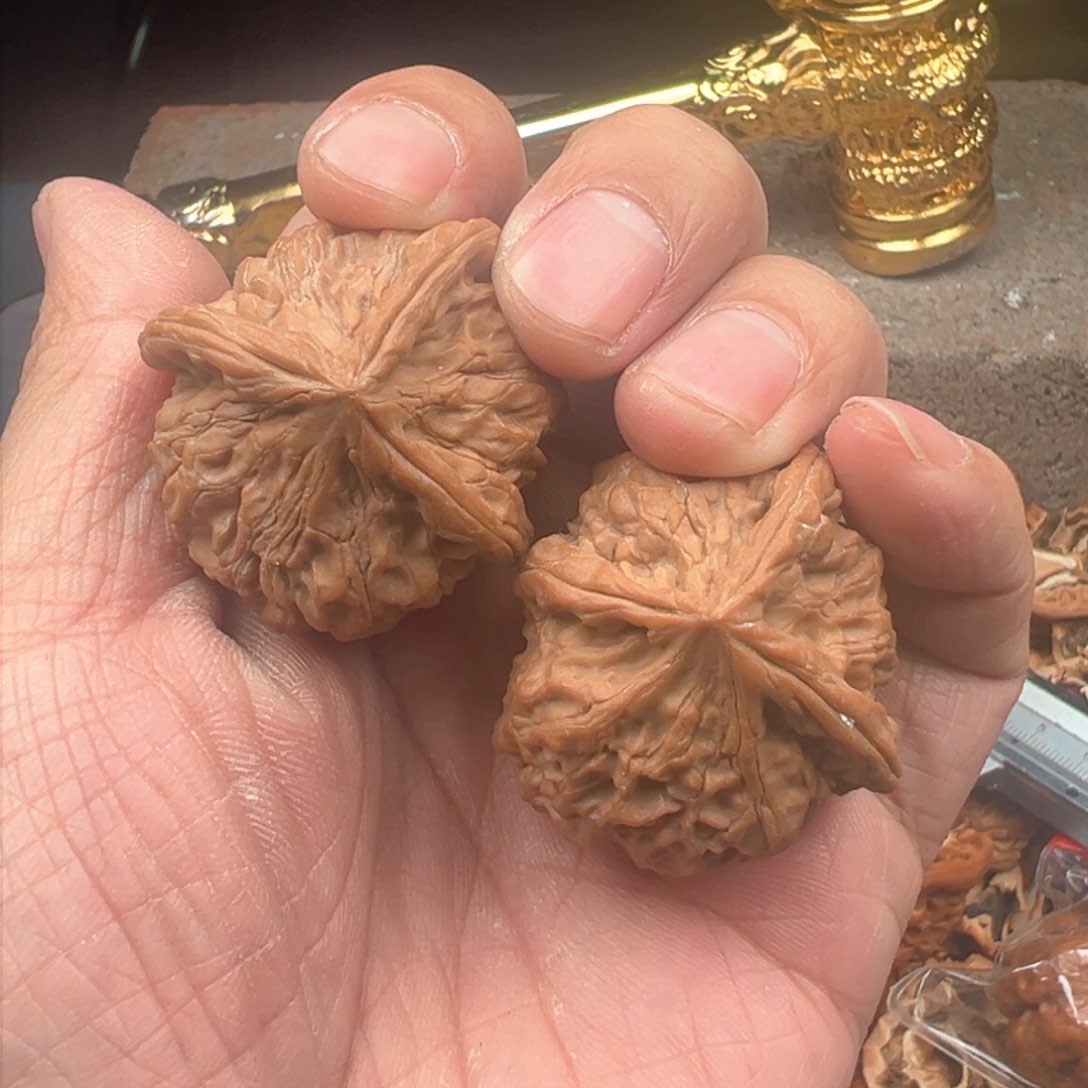 文玩核桃把件全尺寸三楞