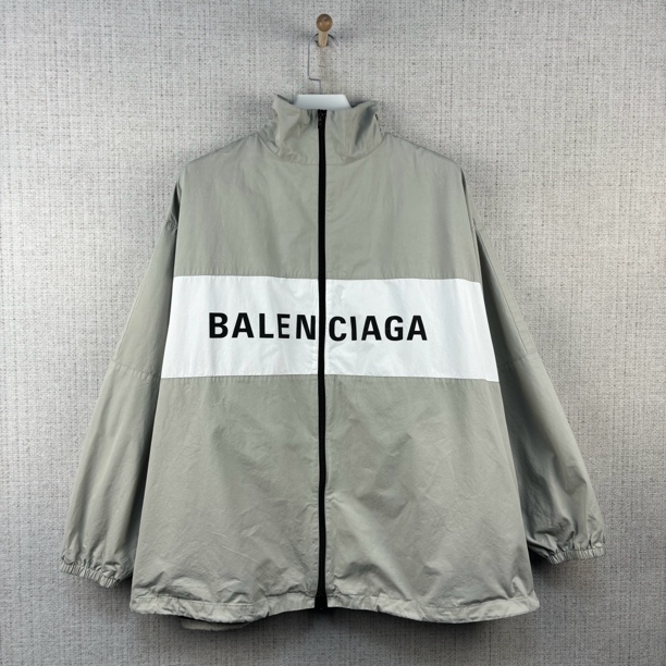 99新 Balenciaga/巴黎世家 字母印花拉链长袖夹克外套/尺码S/9642