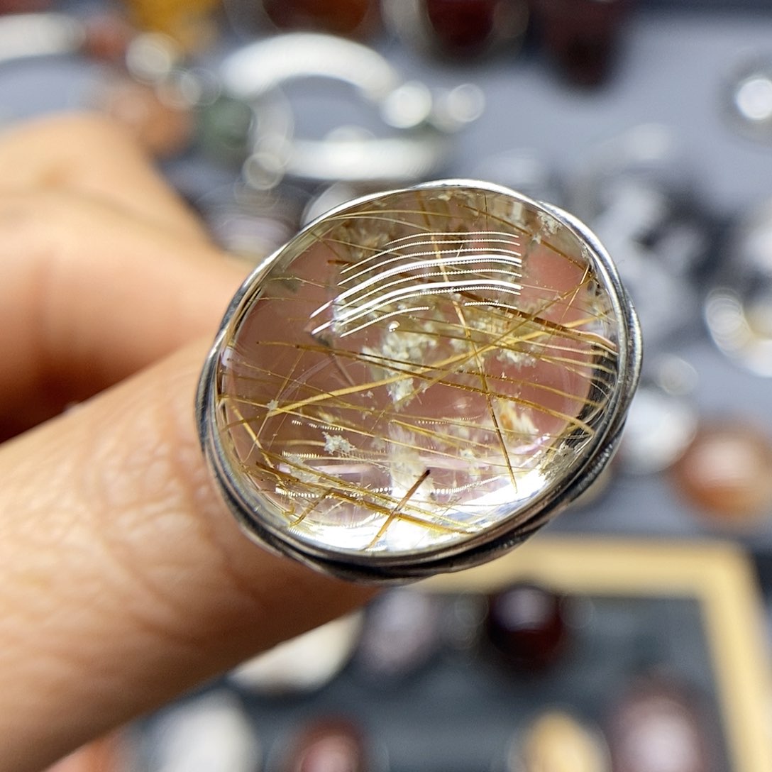 水晶戒指银S925镶嵌?**?