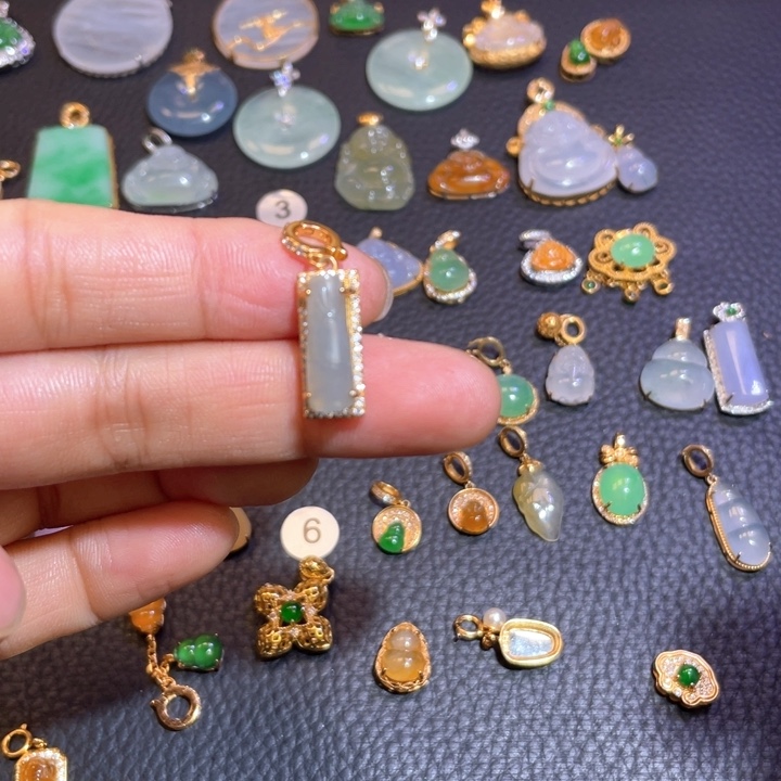 翡翠银S925镶嵌吊坠(不含链)天然翡翠