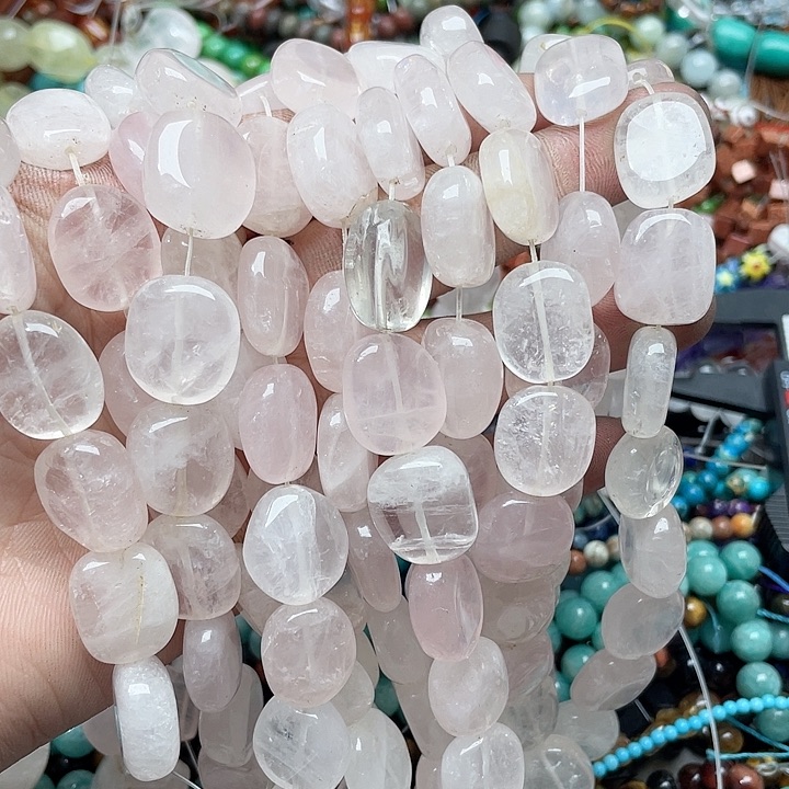 玛瑙/玉髓珠宝半成品合金一条15x18mm粉晶