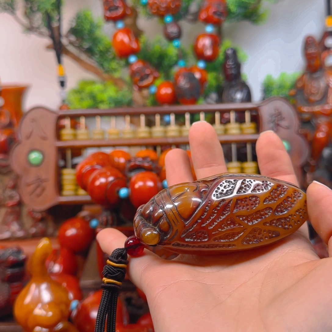 琥珀裸石未镶嵌手把