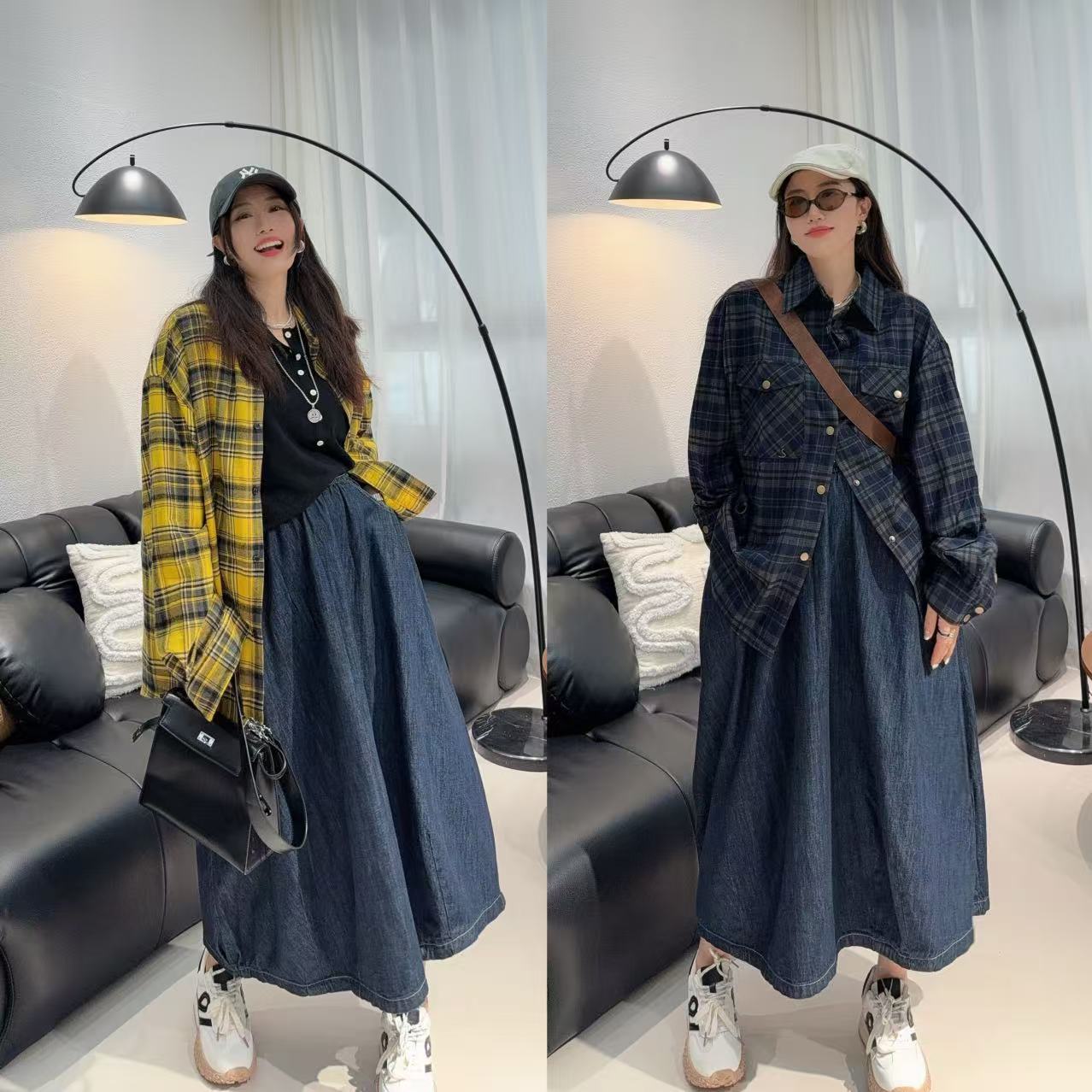 LIN-《思念复古衬衣》磨毛感美式感格纹撞色工装口袋休闲衬衫外套