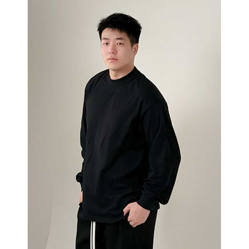 ON FLOW纯棉宽松显壮长袖T恤打底外穿小领口休闲潮流上衣春秋潮