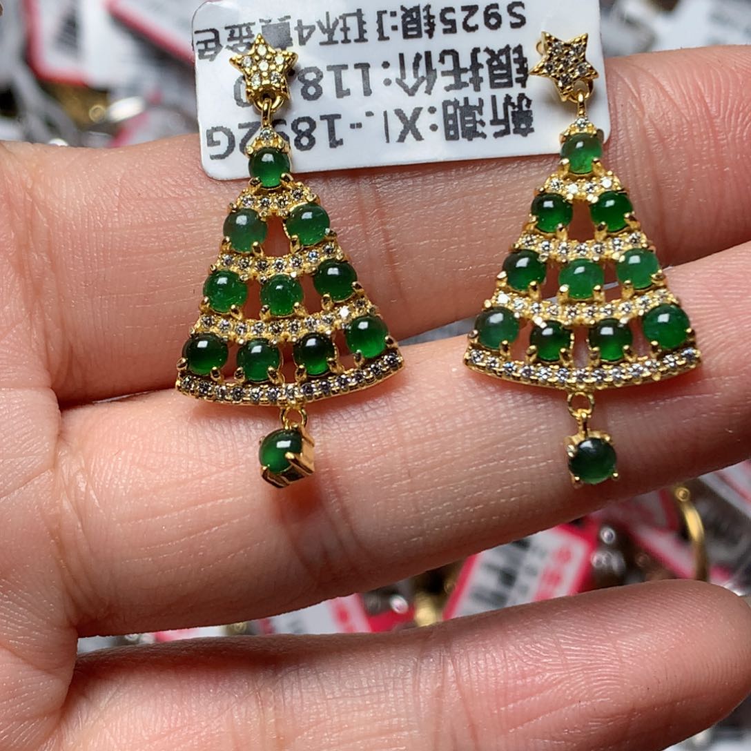 翡翠戒指银S925镶嵌天然翡翠手链