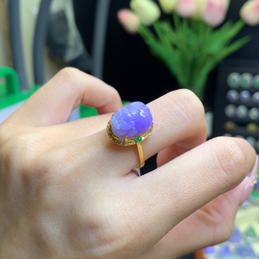 翡翠颈饰18K金镶嵌财****女天然