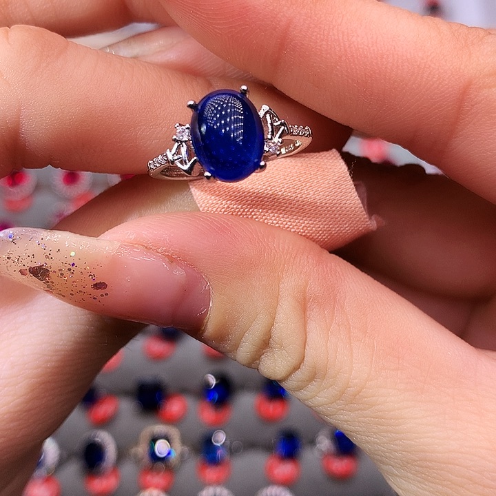 蓝宝石戒指银S925镶嵌