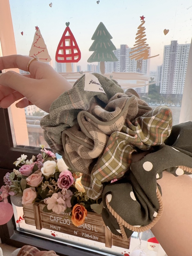 KiKi酱韩饰绿野仙踪系列时尚四色发圈百搭复古甜美秋冬韩版气质