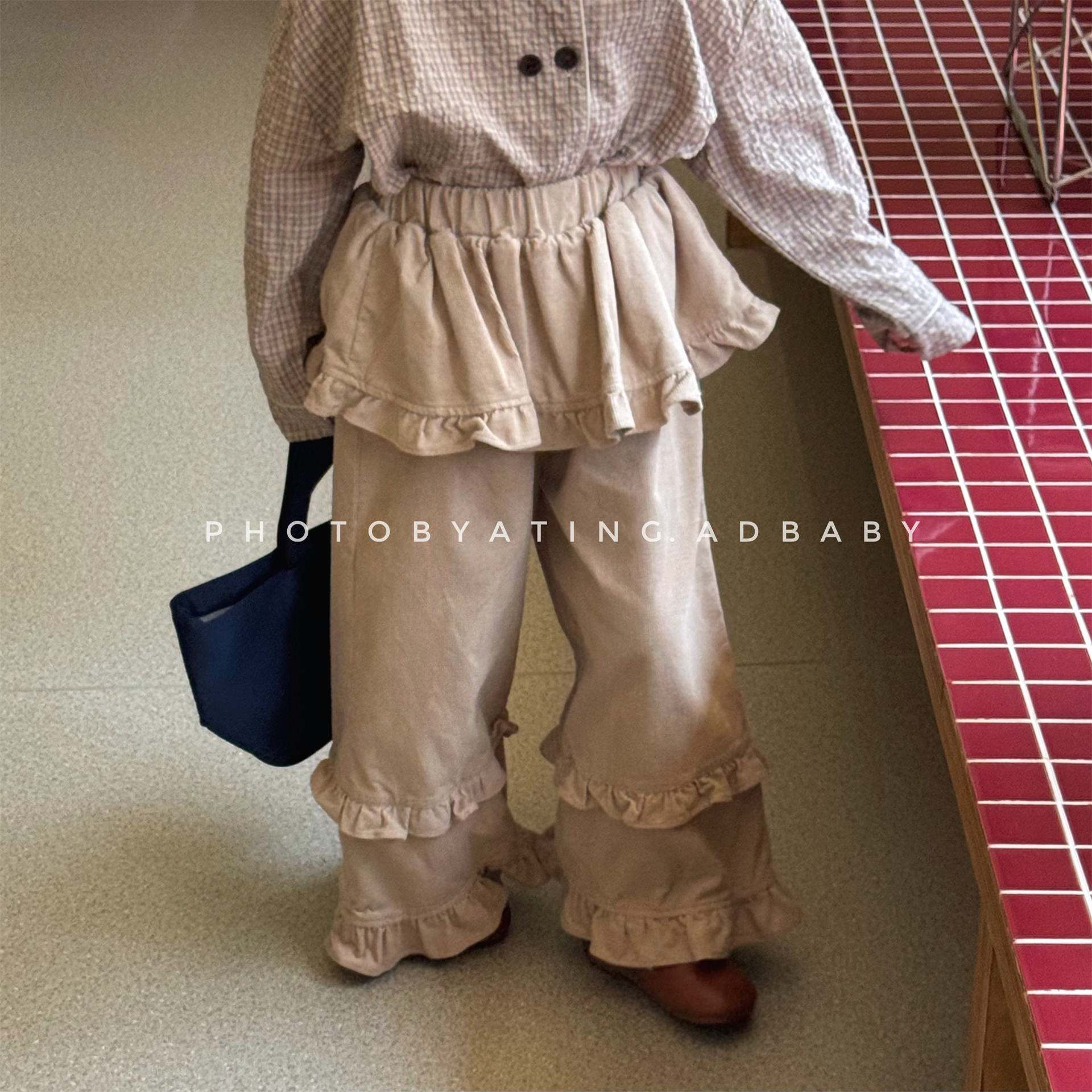 ab.baby女童秋季童装儿童韩版裤子女宝宝灯芯绒阔腿裤假两件裙裤