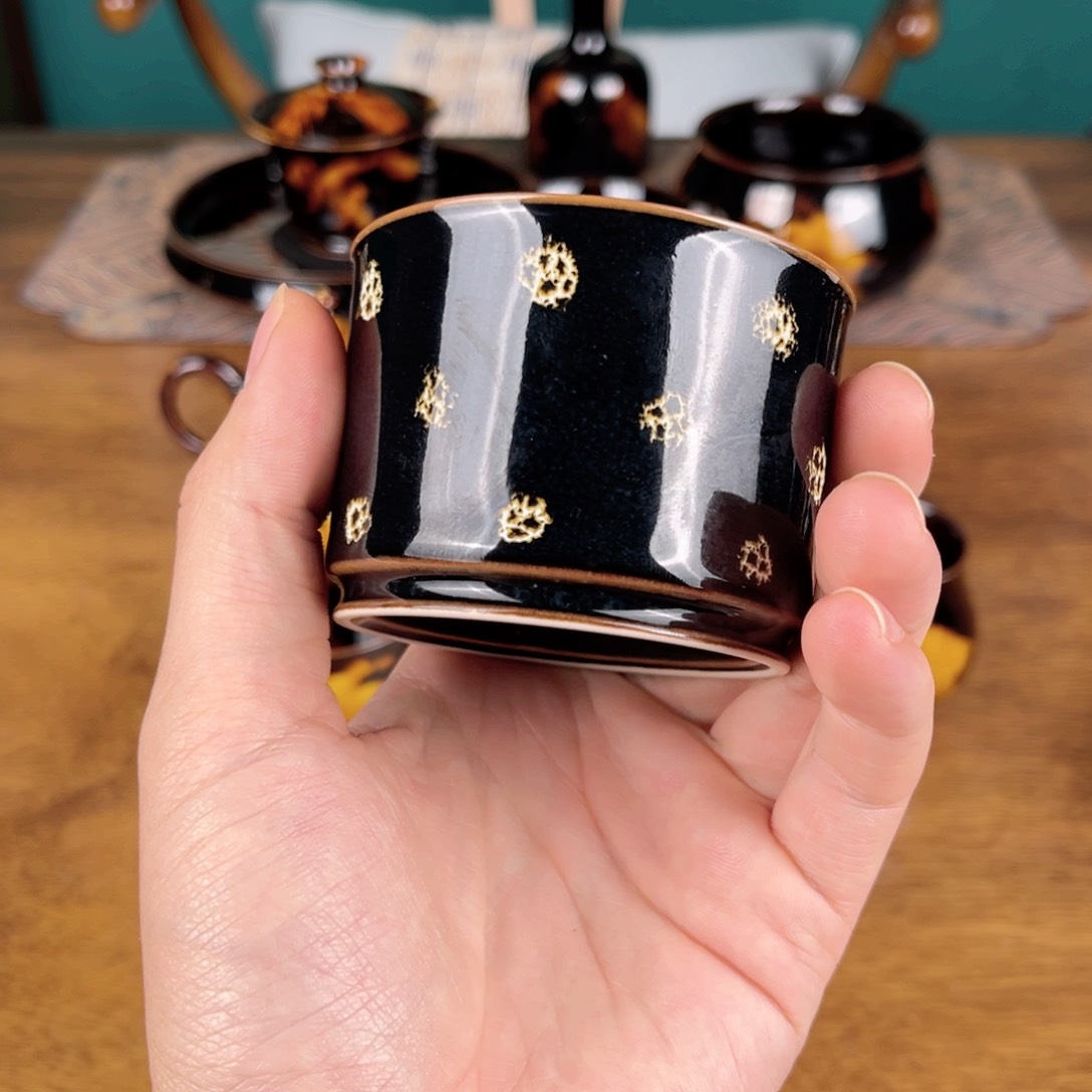 杯鹧鸪斑调彩直口杯