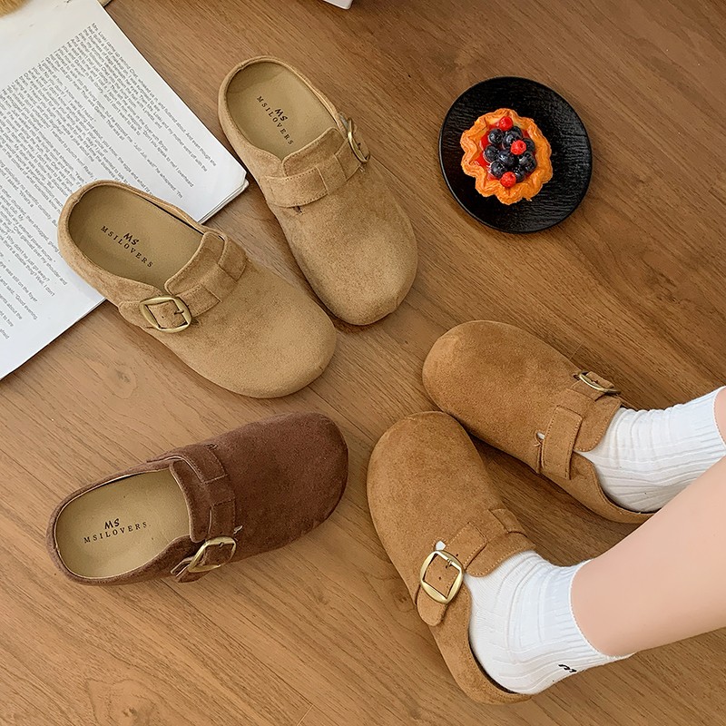 厚底勃肯鞋包头半拖鞋女外穿一脚蹬增高夏秋季2025新款配裙凉拖鞋