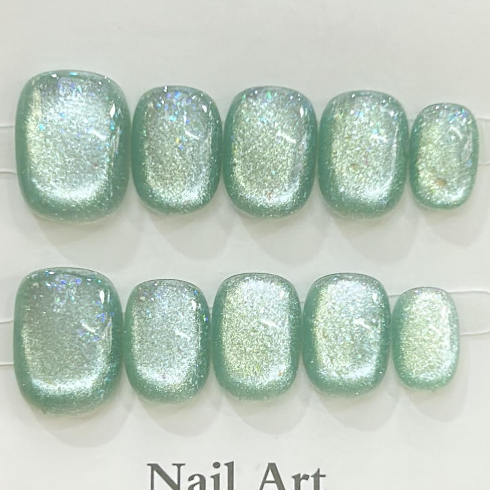 【沁夏】超短豆豆短方圆猫眼手工穿戴甲超短豆豆甲美甲甲片纯手工