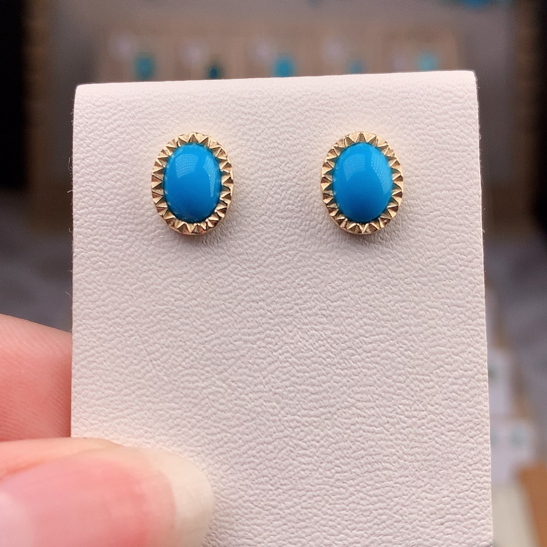 银S925镶嵌绿松石耳饰