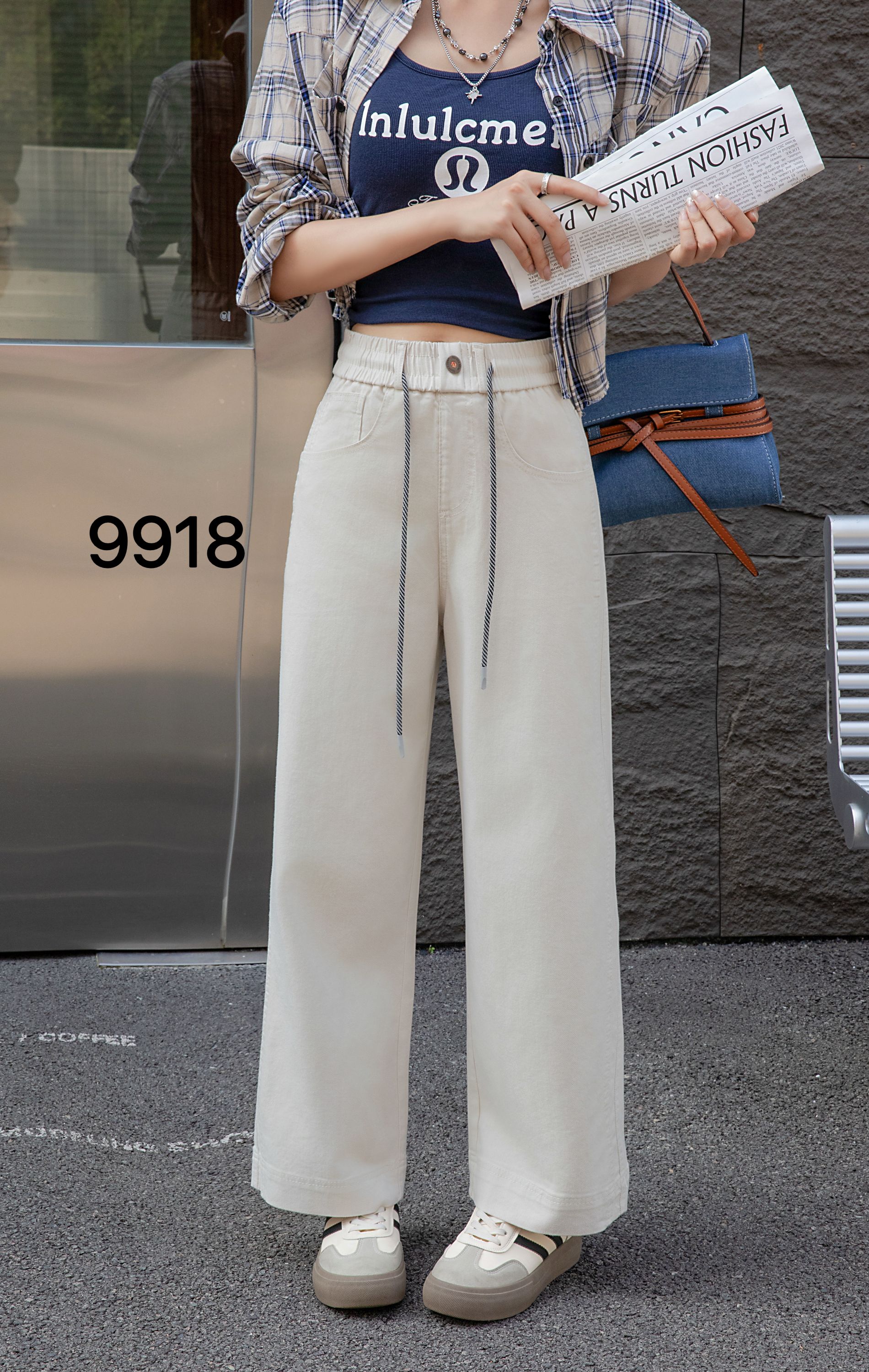 2025新款裤子女款夏季防晒九分裤透气休闲直筒裤高腰9918