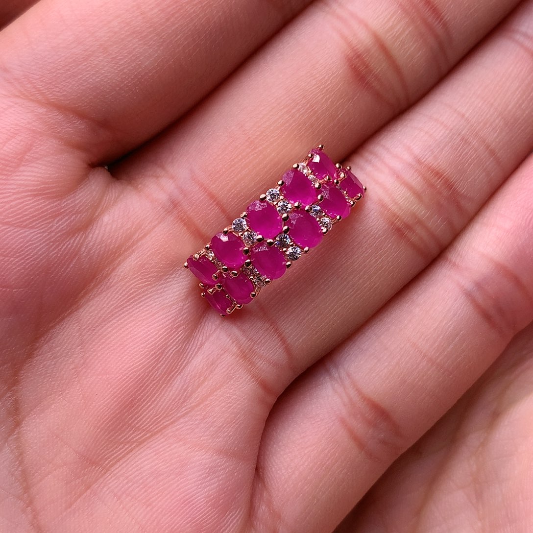 红宝石戒指银S925镶嵌