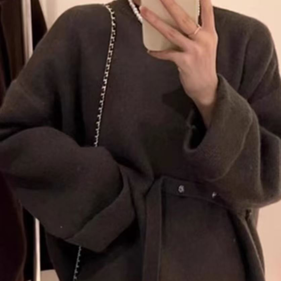 软糯宽松上衣女秋冬高贵咖色宽松上衣6920