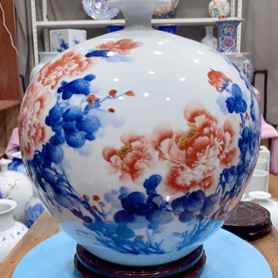 摆件景德镇陶瓷石榴瓶