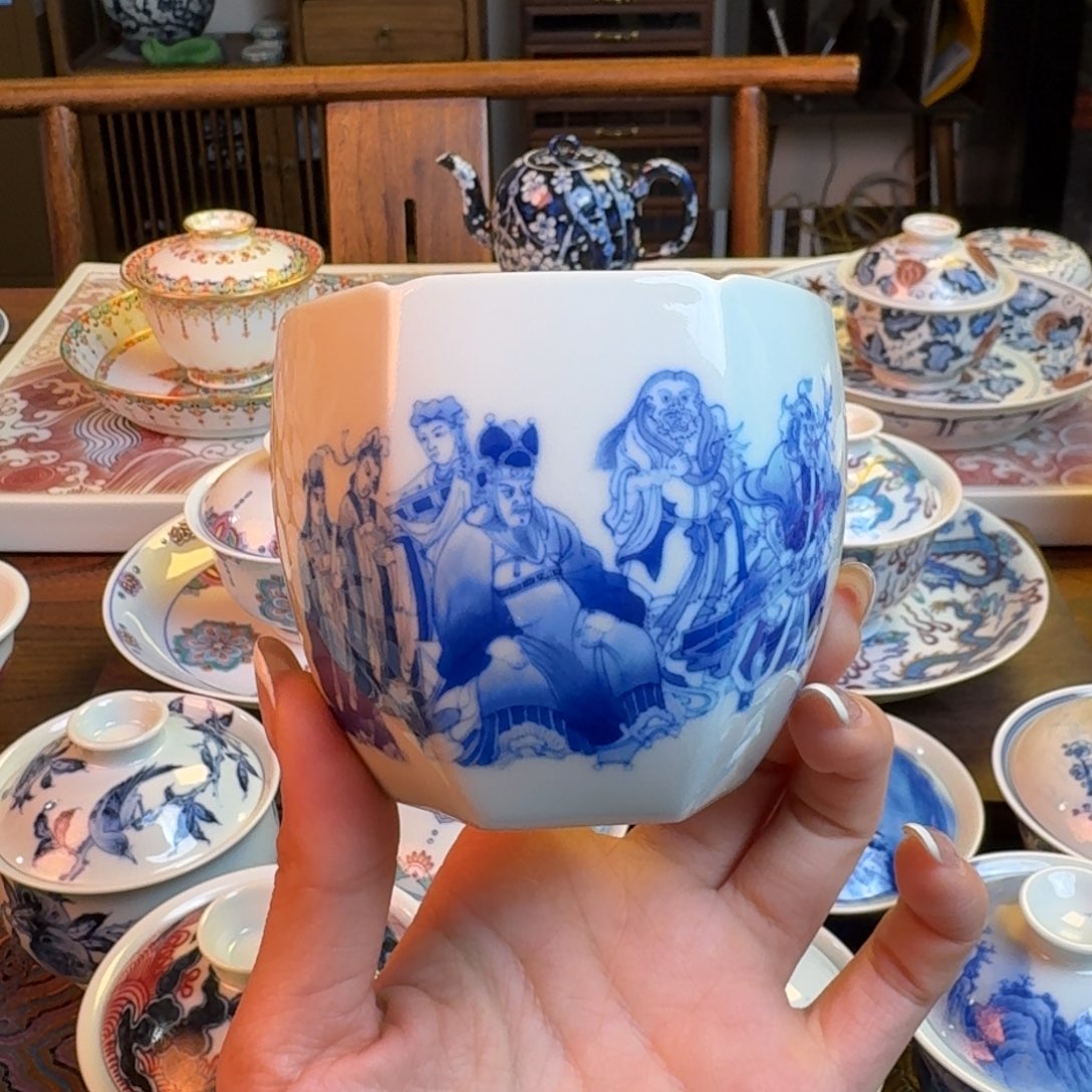 杯重工六方人物杯纯手绘