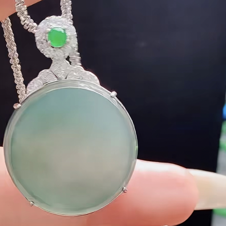 WS071天然翡翠A货无事牌冰种意境雪花棉经典百搭设计多样性发