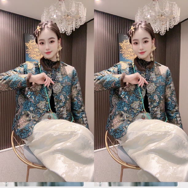 張Yu名品【蓝色梦蝶】轻奢气质秀禾棉服