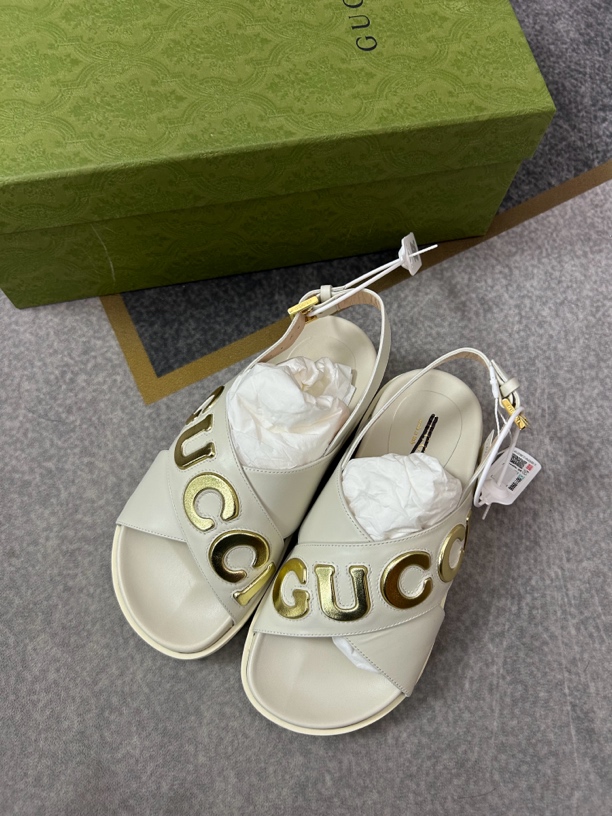 95新 GUCCI/古驰 古驰gucci白色凉鞋95新三五码