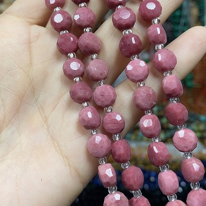 玛瑙/玉髓未镶嵌珠宝半成品A级天然红木纹切面卡8mm一条