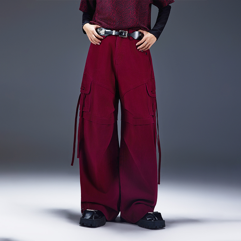 高腰阔腿裤休闲裤休闲微弹国风纯色直筒Q52979