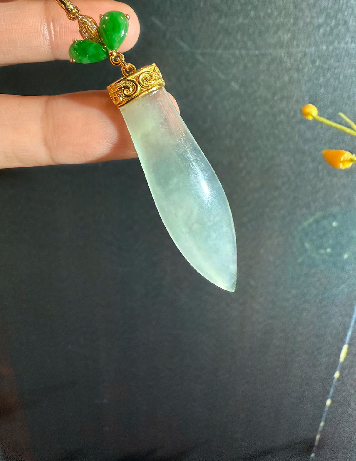 白冰老发簪翡翠吊坠