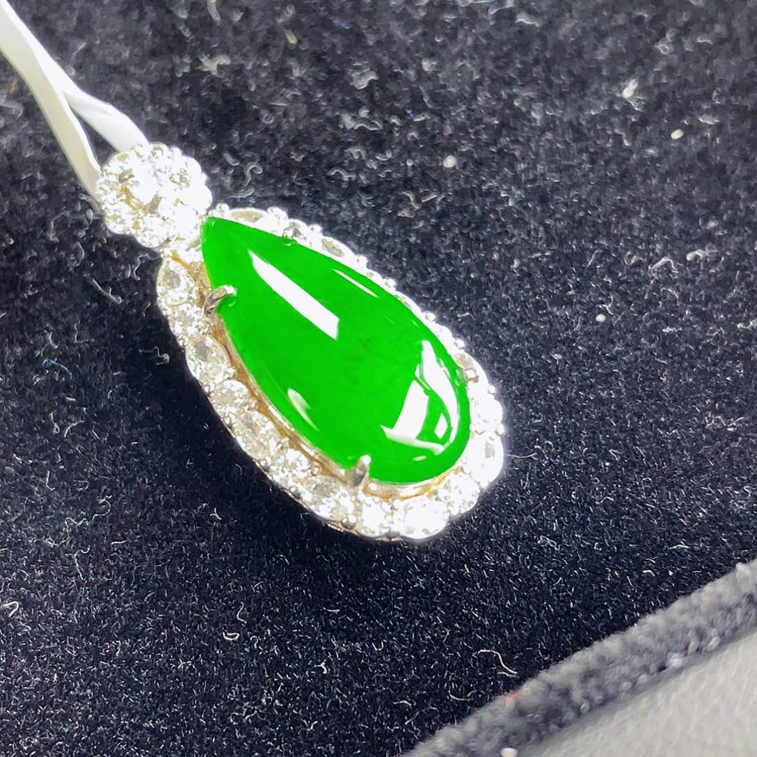 翡翠吊坠(不含链)银S925镶嵌