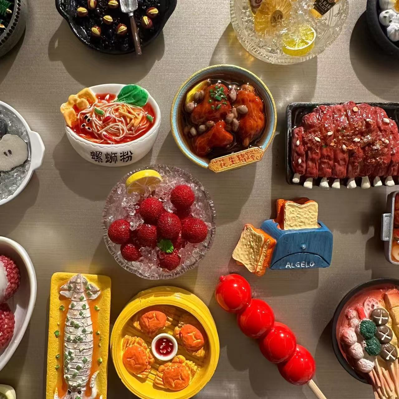 冰箱贴-现场拆【食玩冰箱贴】创意树脂磁贴仿真美食