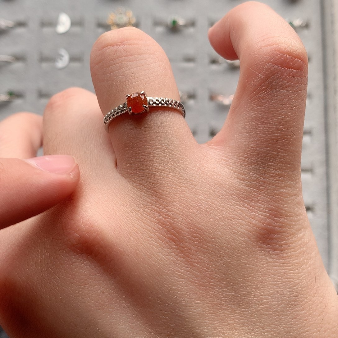 翡翠戒指银S925镶嵌0043