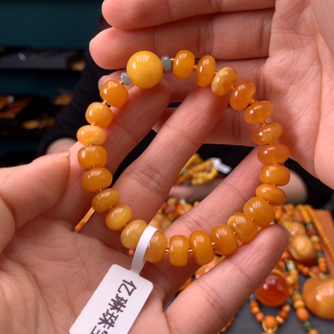 蜜蜡未镶嵌手串微瑕