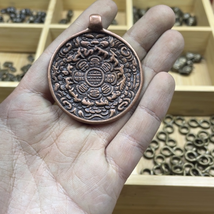 藏传紫利马九宫一个手工翻砂