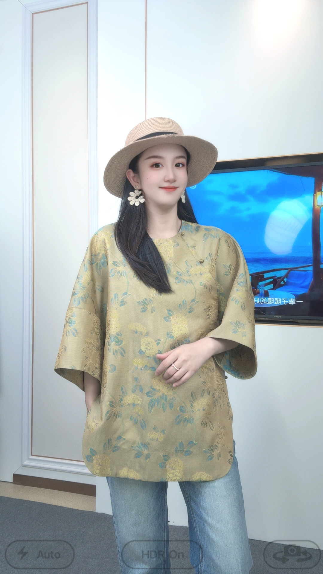 【蔷薇】新款秋季新中式人丝百搭提花斜襟国风上衣