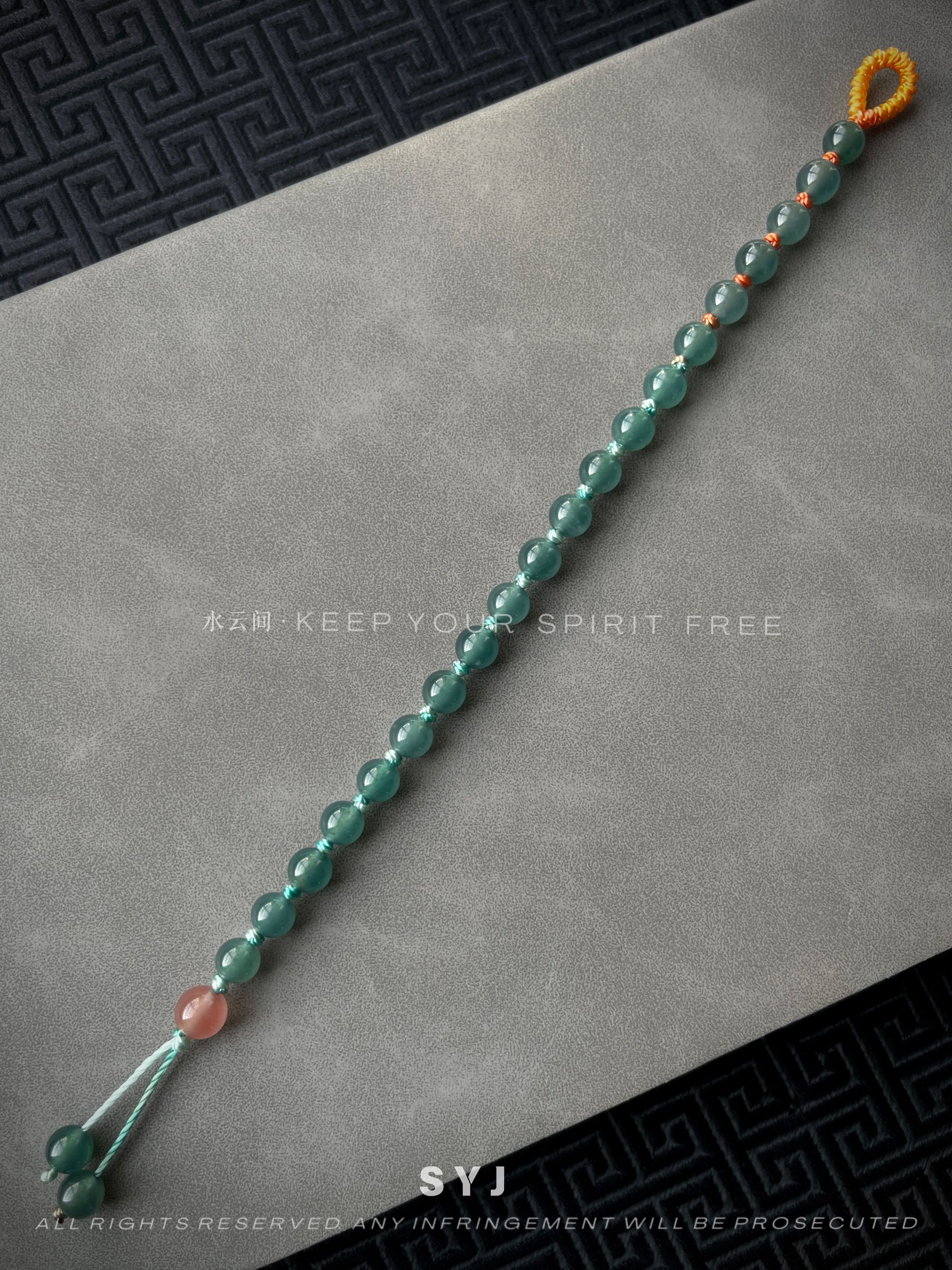 W644-天然危地马拉翡翠A货〔精工〕国潮风◇新中式双圈手串︱约6MM