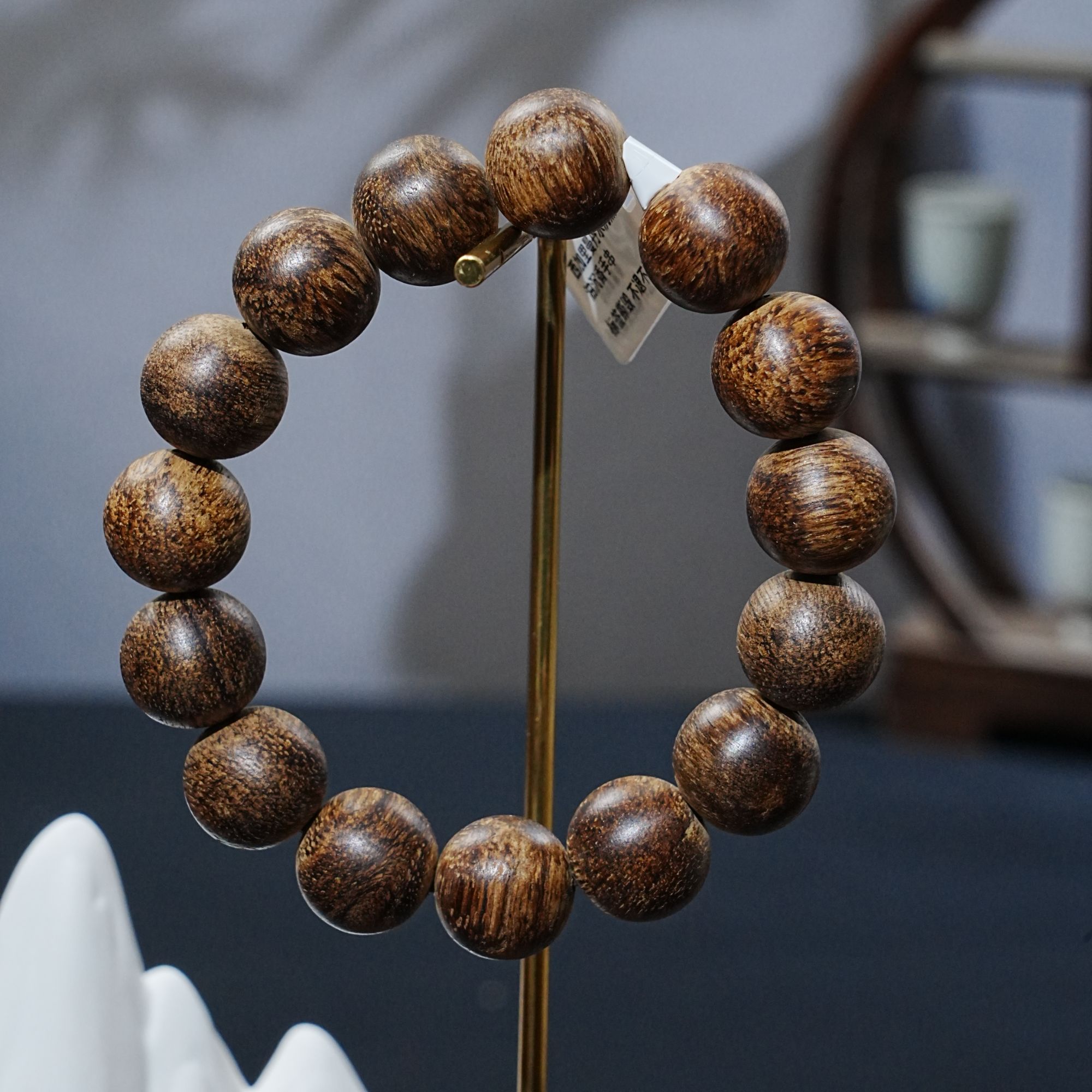 西加里曼丹水沉黑油沉香手串 1.46cm 8.62g 250717012 B 