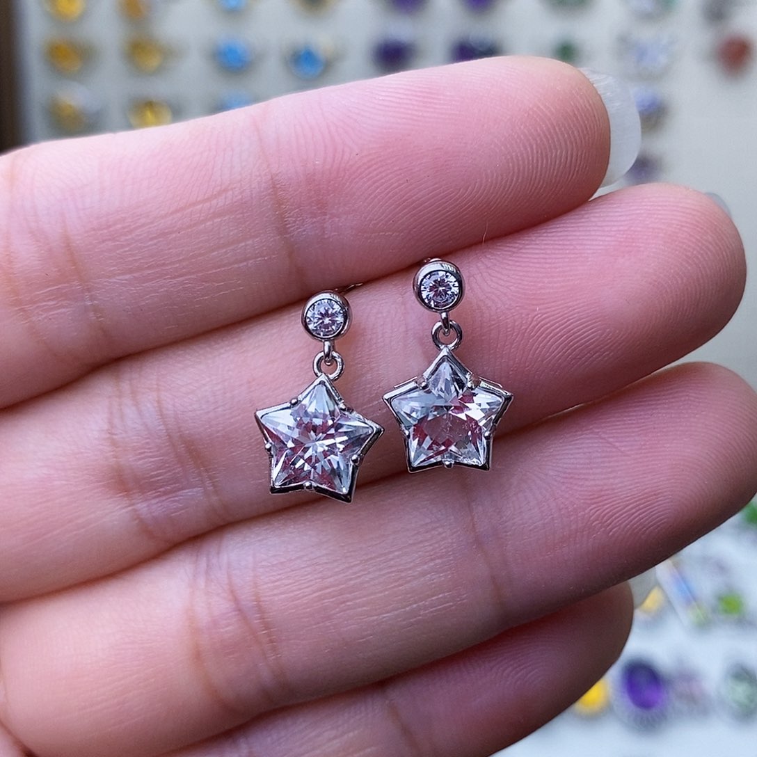 水晶耳饰银S925镶嵌需要证书备注