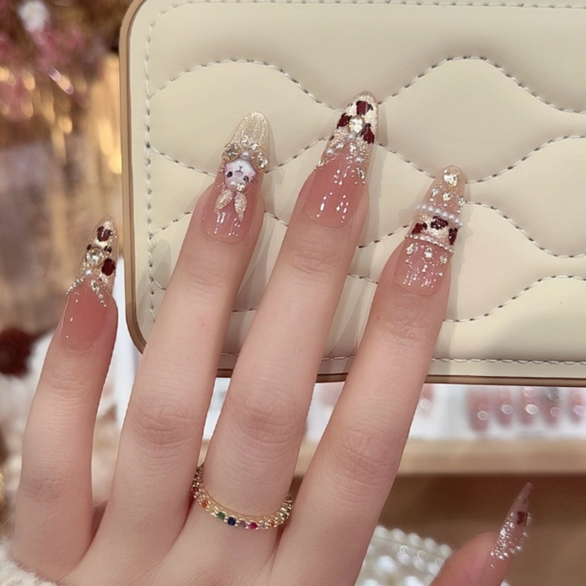 【金兔暴富】纯手工穿戴甲猫眼美甲贴片可拆卸指甲贴片10片装