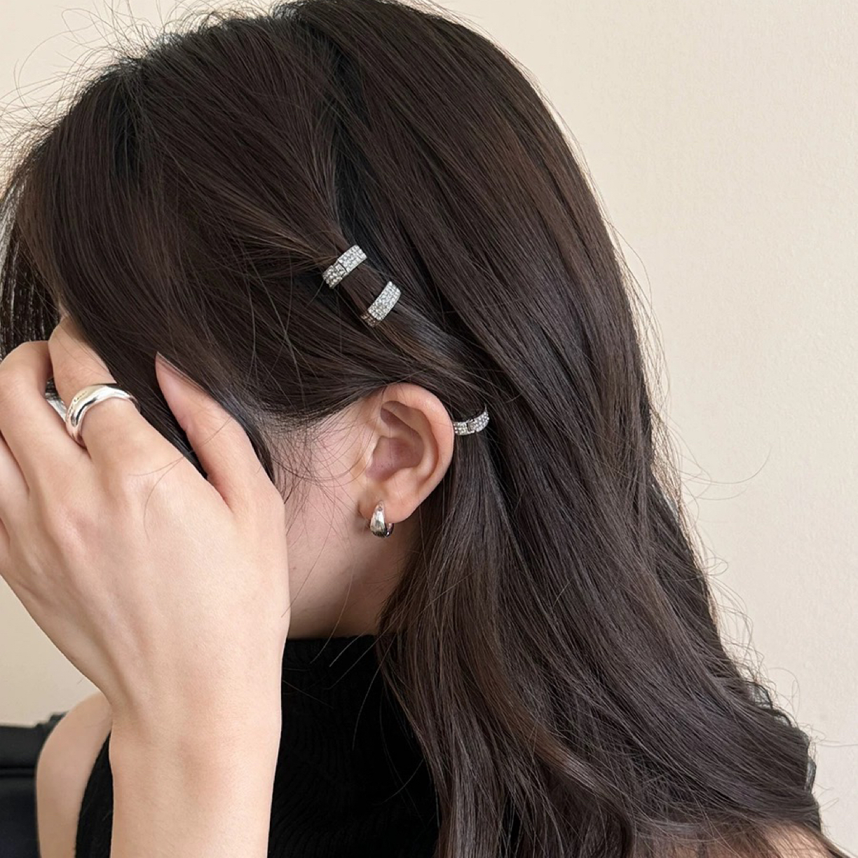 气质圆形金属发扣刘海碎发发夹女侧边夹高级感小夹子头饰盘发器