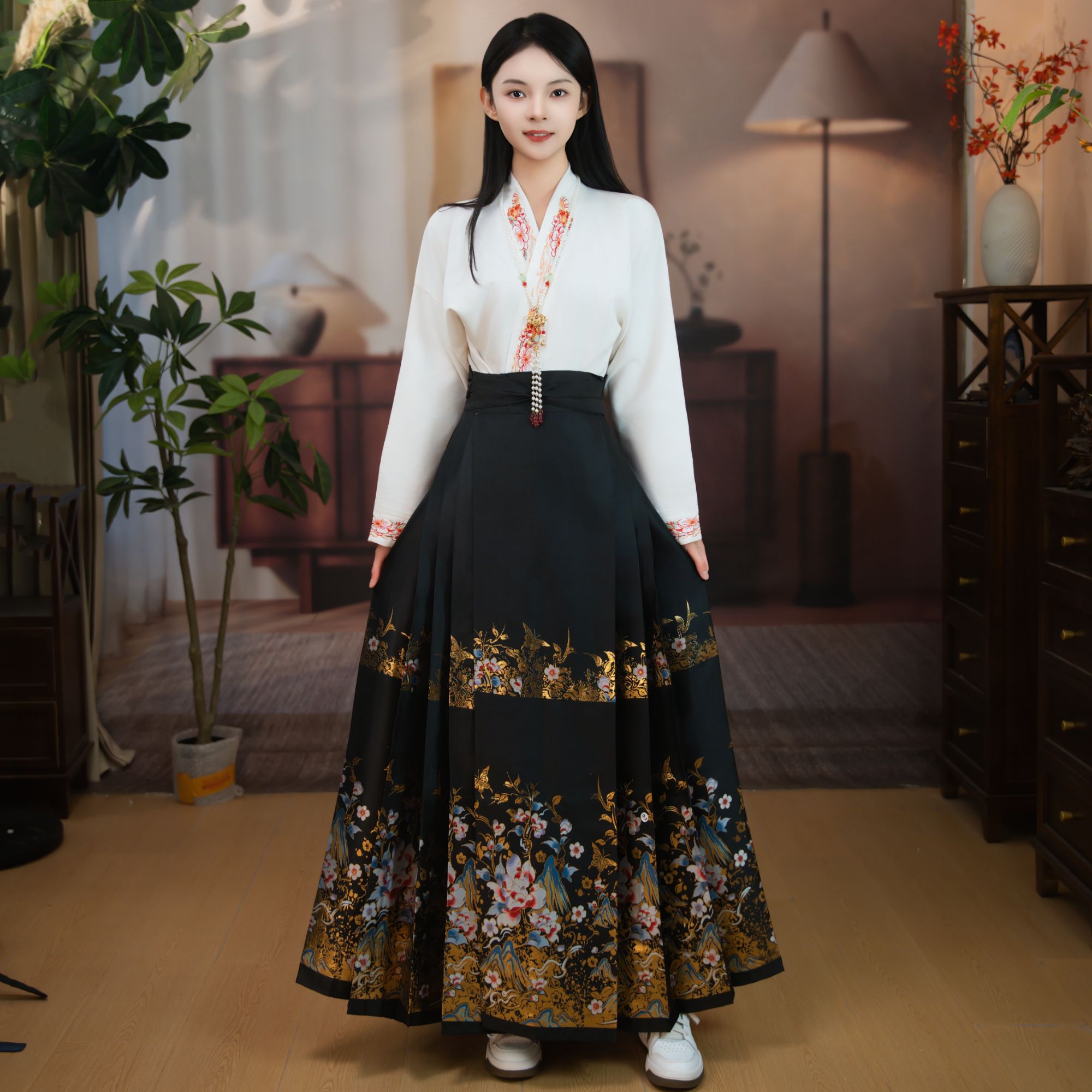 花山辞通用织金马面裙汉服常规中国风新中式日常百搭汉元素