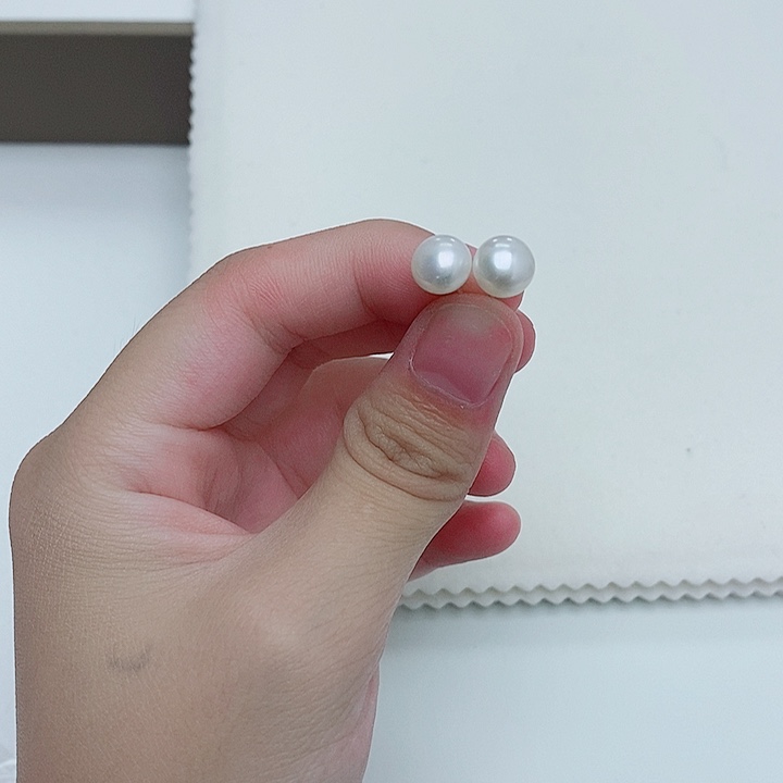 淡水珍珠银S925镶嵌颈饰8左右耳钉福利