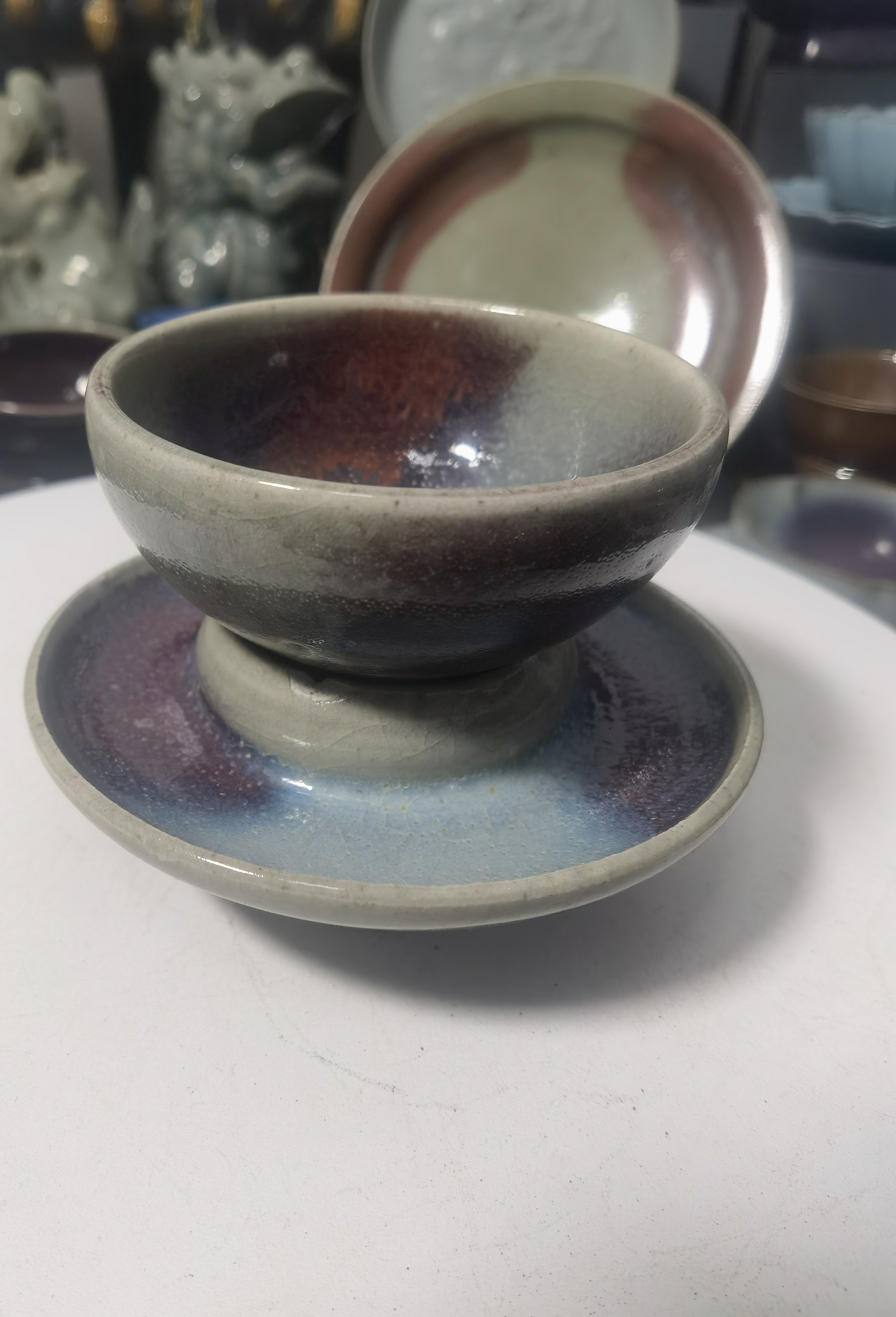 青瓷钧瓷套盏釉水莹润