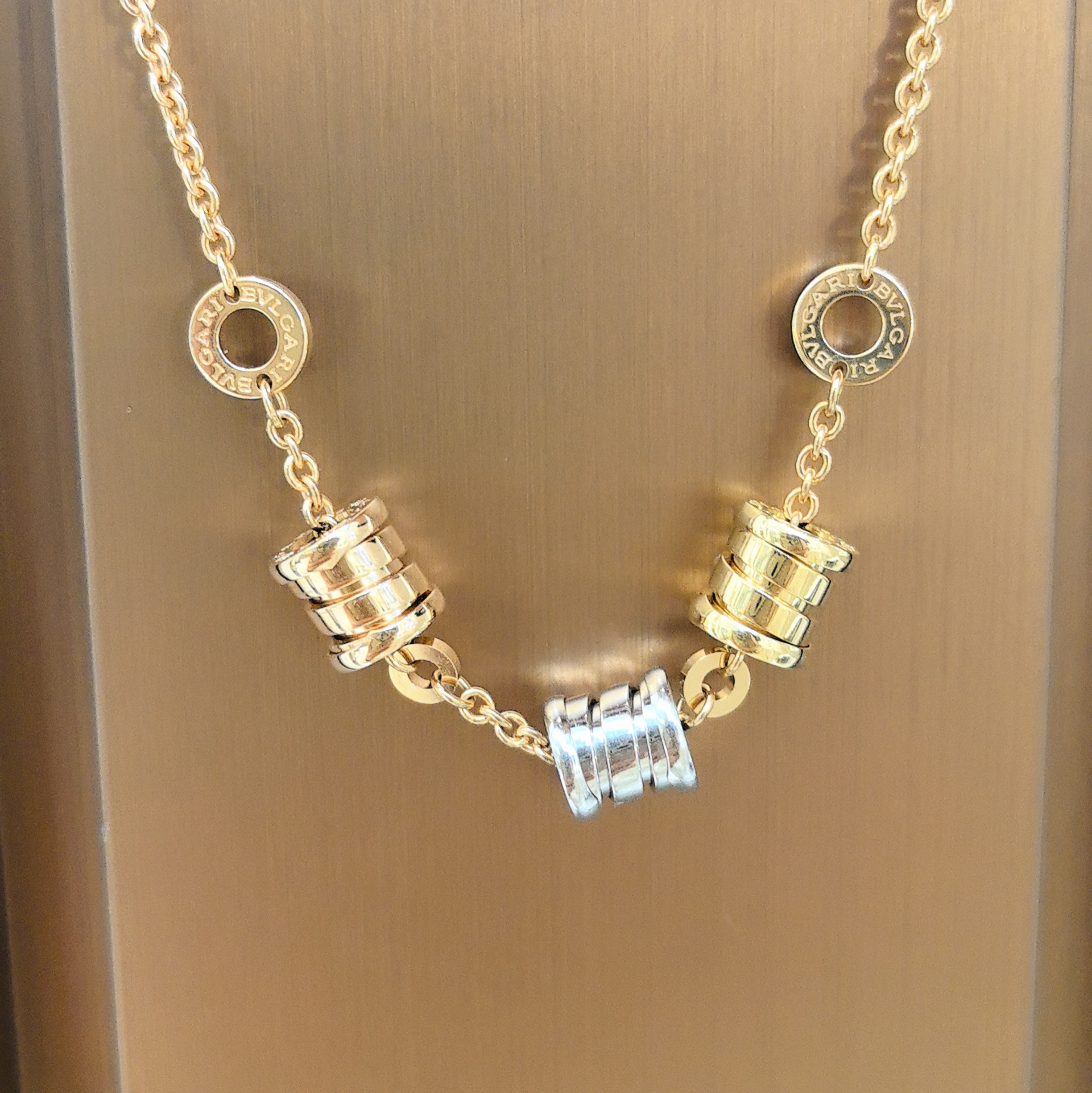 99新 BVLGARI/宝格丽 Bzero1三色三弹簧项链/750/#44cm