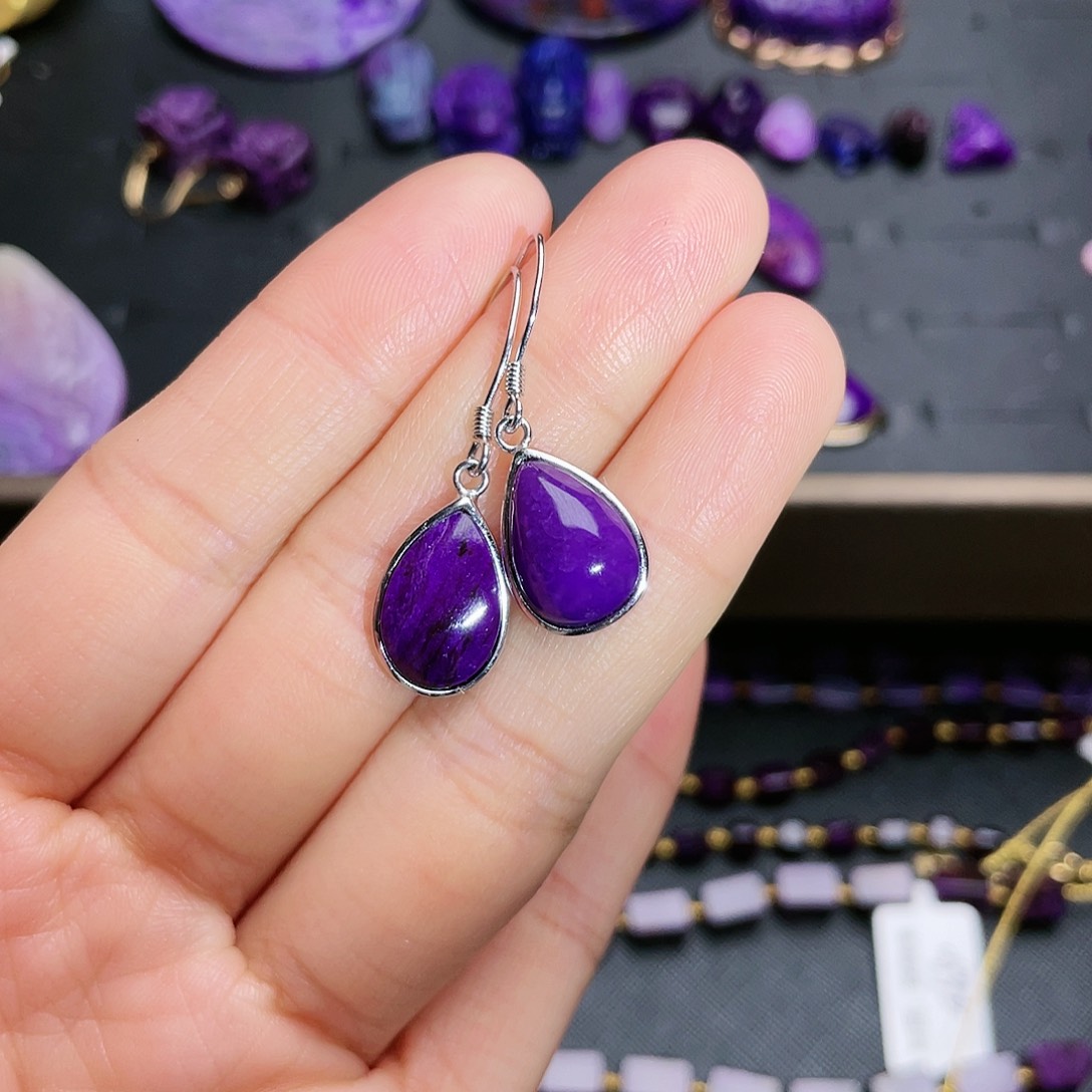 苏纪石（舒俱来）耳环银S925镶嵌