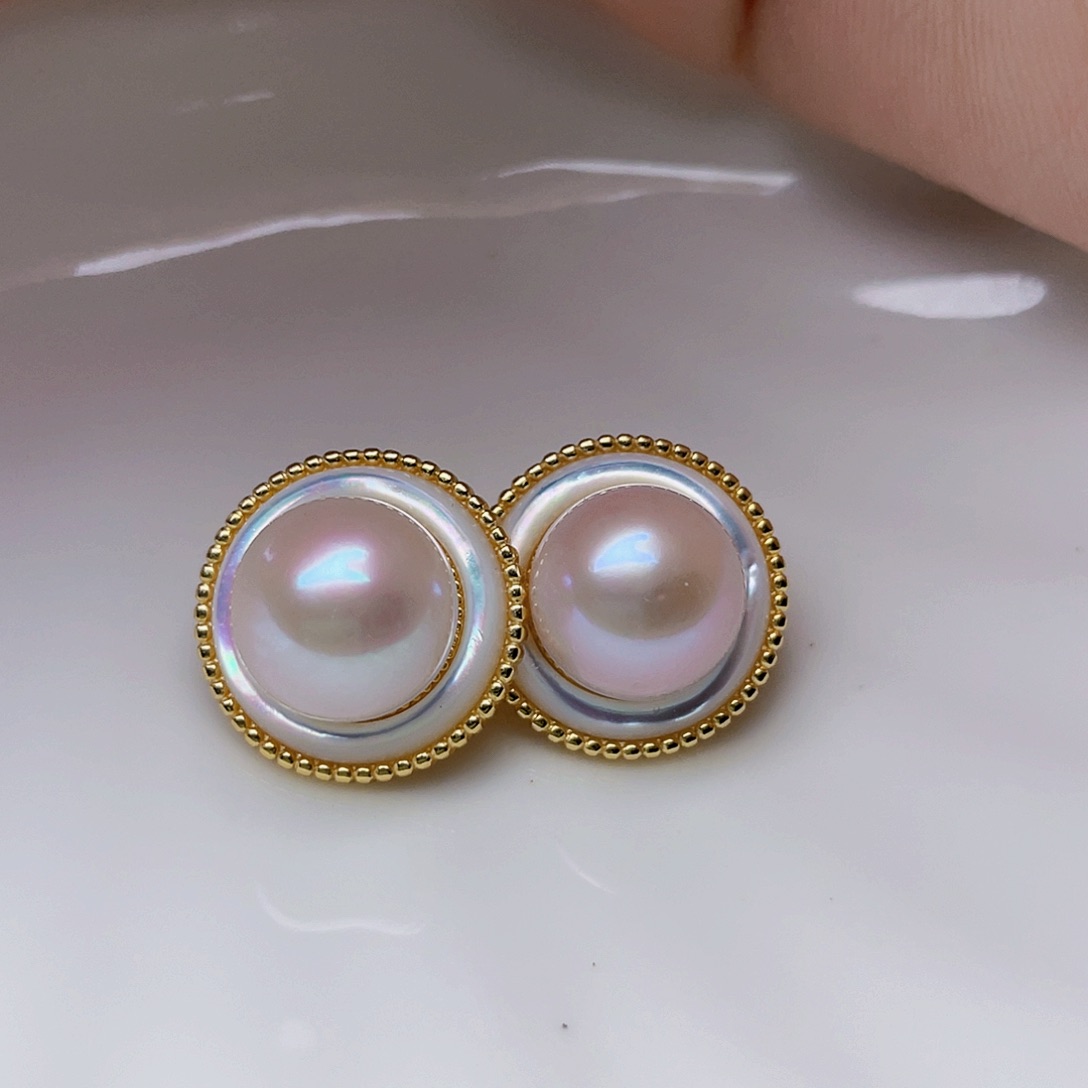 淡水珍珠耳饰银S925镶嵌我