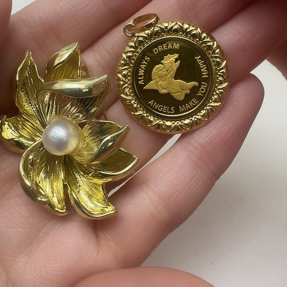 未镶嵌颈饰淡水珍珠金币999外围k18