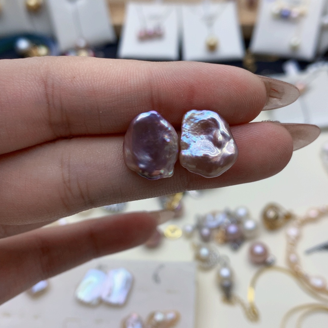 淡水珍珠耳饰银S925镶嵌