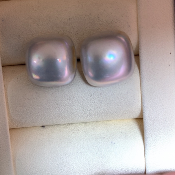 耳饰拼合珍珠（马贝珠）银S925镶嵌