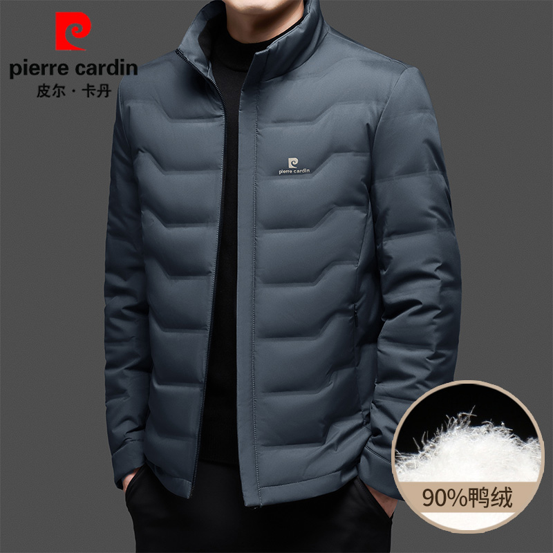 皮尔卡丹冬季90%鸭绒中老年休闲宽松外套保暖百搭立领羽绒服